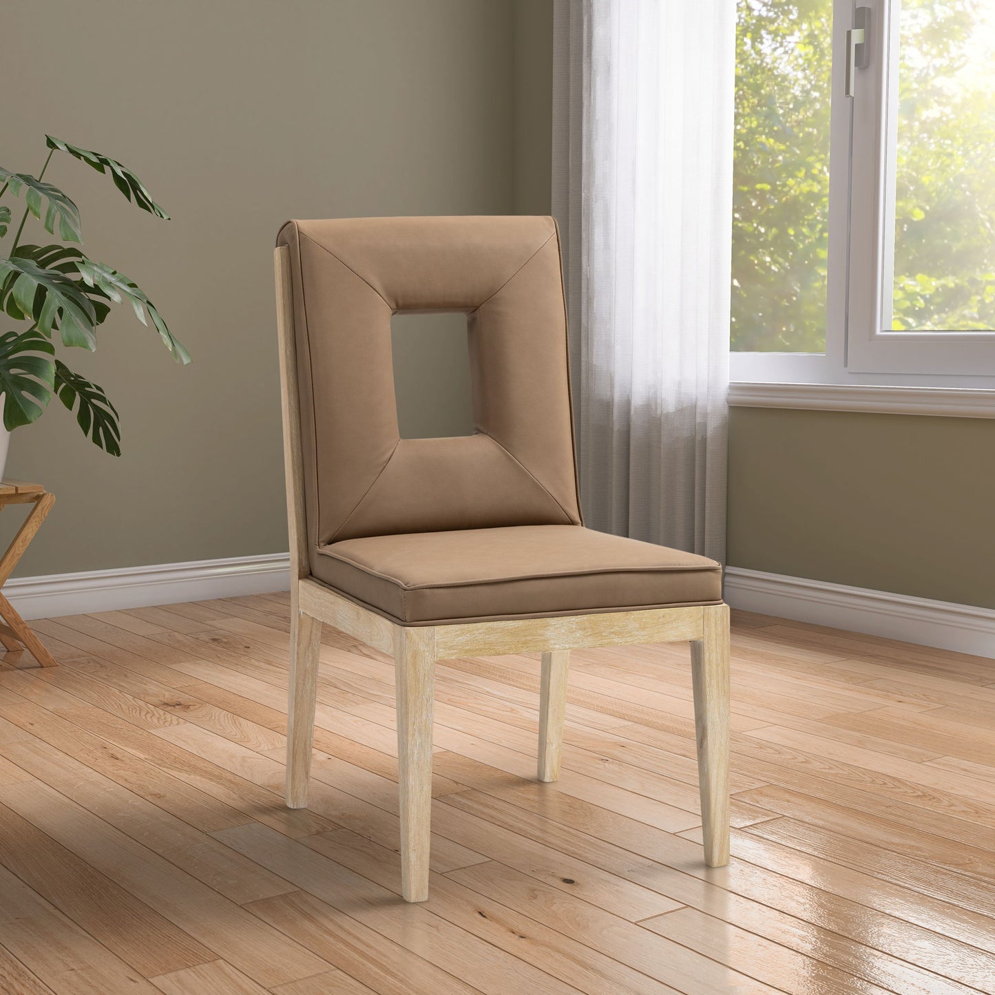 Gwendolyn - Faux Leather Dining Side Chair With Natural Frame (Set of 2)