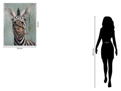 "Cheerful Stripes" Hand-Embellished Wrapped Canvas - Black / White / Blue