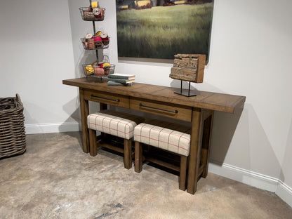 Vintage Market - Upholstered Stool - Barnwood Oak