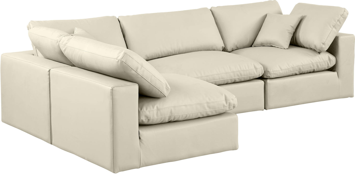 Comfy - 4 Piece Faux Leather Modular Armless Sectional
