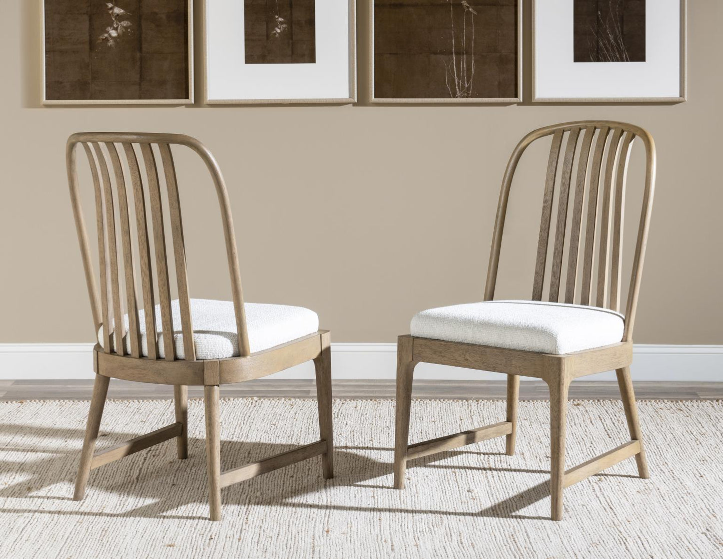 Melrose - Spindle Back Side Chair (Set of 2) - Cloud White And Desert Oak