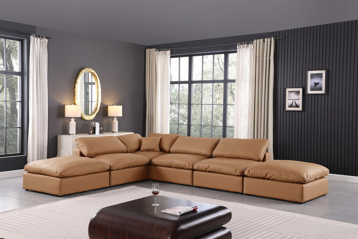Comfy - 6 Piece Faux Leather Modular Sectional