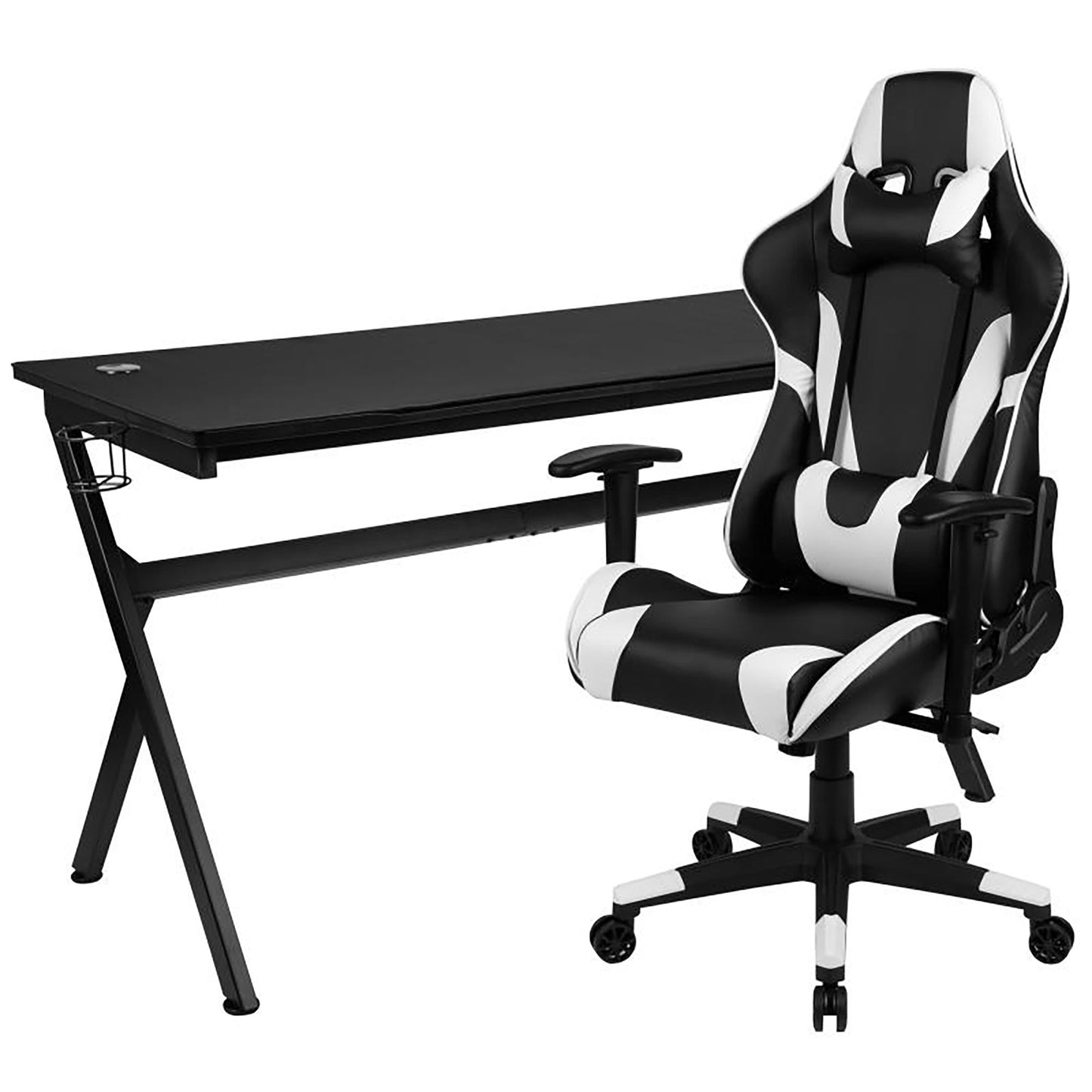 Flash Furniture - 2 Piece X20 Premium Gaming Chair With XL Gaming Desk Set - Black / White