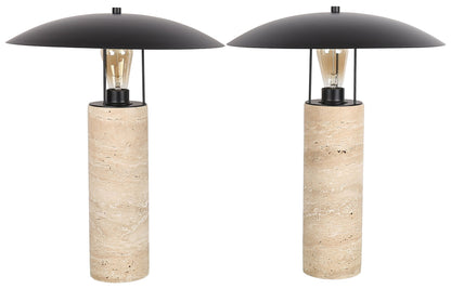 Mesa Canopy - 20 X 16 - Travertine Accent Lamp (Set of 2) - Travertine