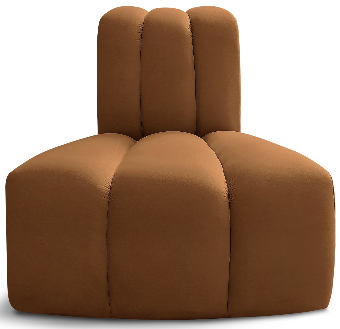 Arc - Velvet Reverse Corner Chair - Saddle