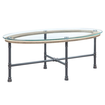 Brantley - Coffee Table - Clear Glass & Sandy Gray