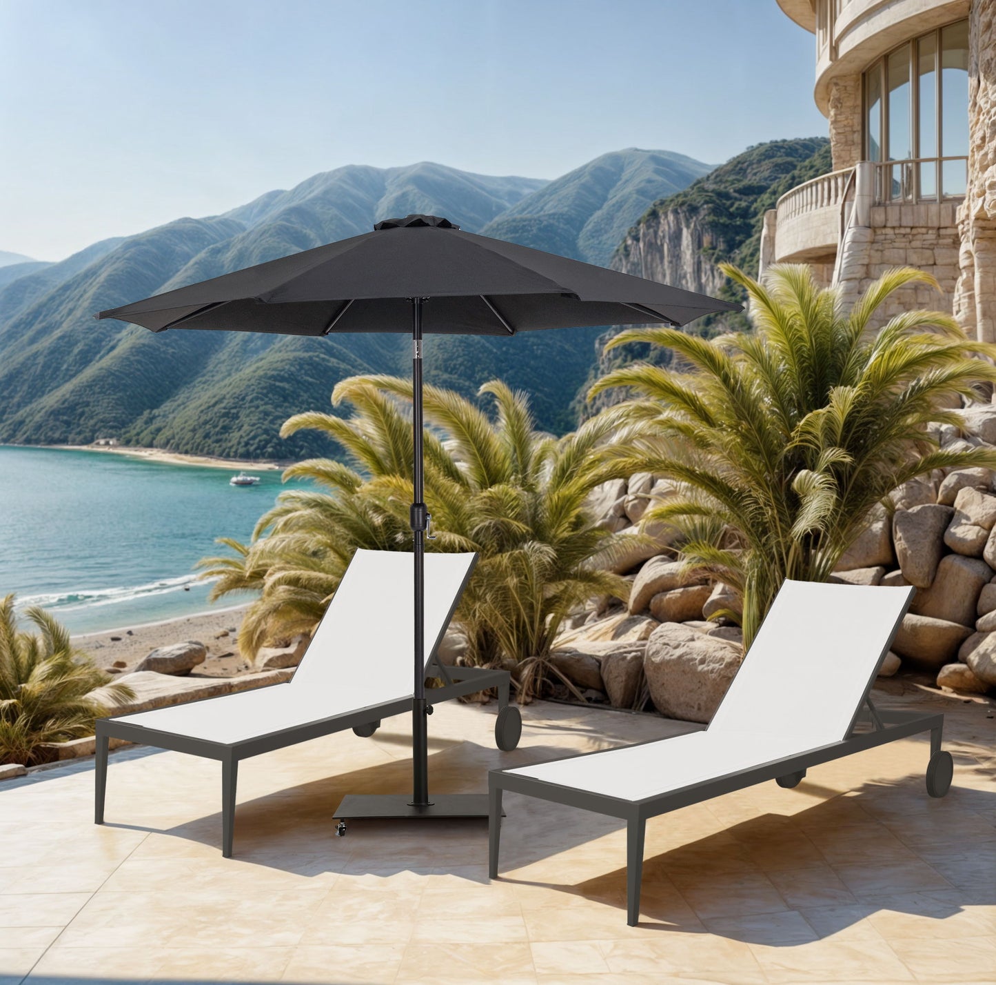 Fiji - Patio Umbrella With Black Pole