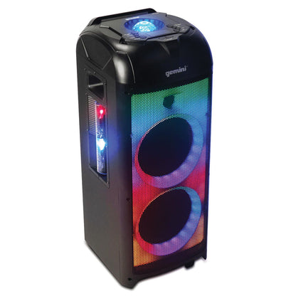 Gemini - Party Light Tower, Bluetooth Speaker, Dual 8" Woofer - Black