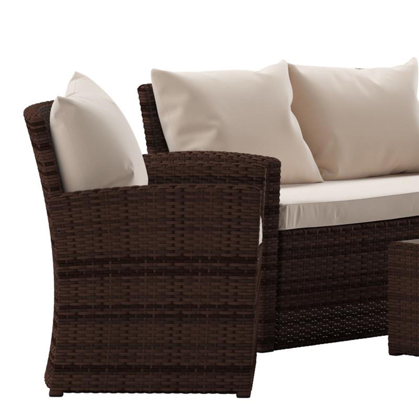 Flash Furniture - 4 Piece Patio Set - Brown / Beige