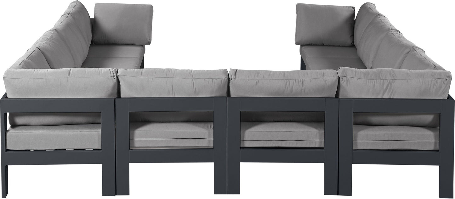 Nizuc - Outdoor Patio 10 Piece Modular Sectional With Gray Frame