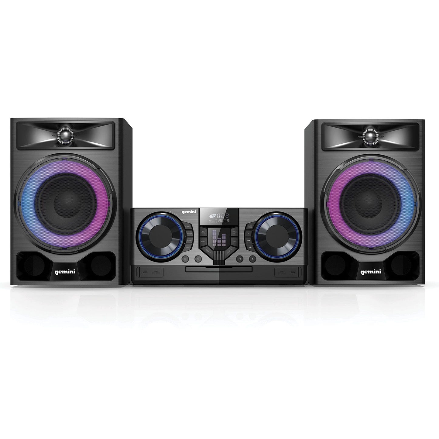 Gemini - Dual 8" Home System With DVD Player, LED Lighting - Black
