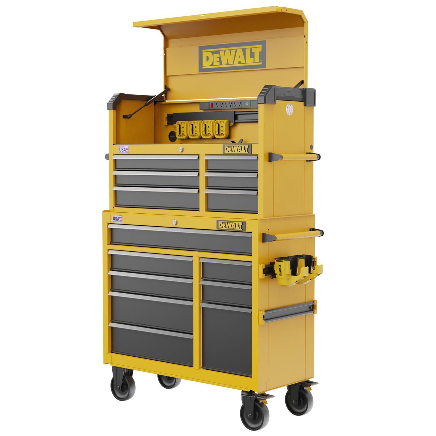 Dewalt - 41" Tool Box 6 Drawer Upper 8 Drawer Lower Cabinet Combo - Yellow