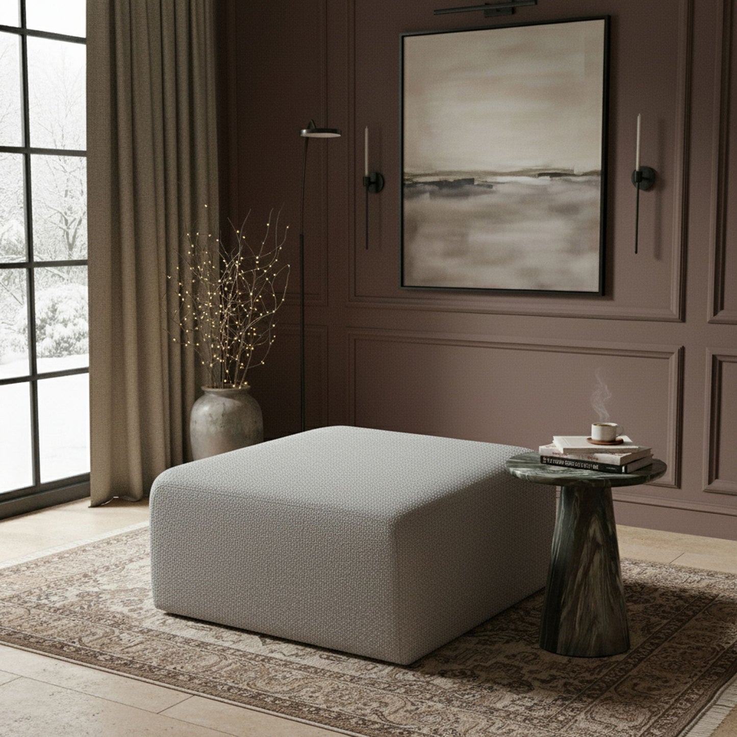 Arc - Boucle Fabric Ottoman