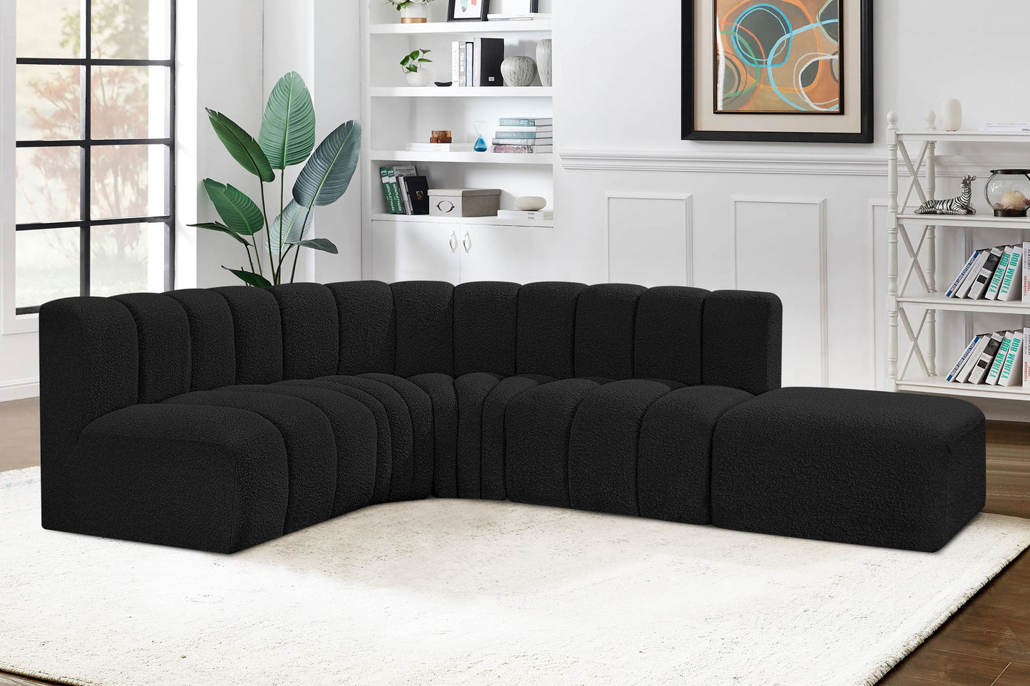 Arc - Boucle Fabric 5 Piece Corner Modular Sofa