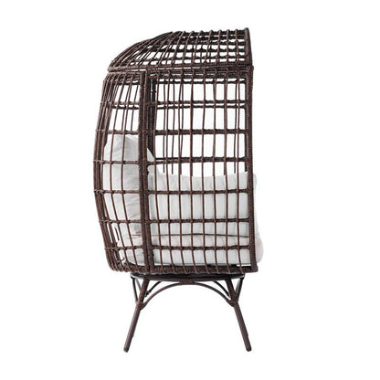 Flash Furniture - Zola Commercial Indoor / Outdoor Oversized Wicker Egg Swivel Lounge Chair - Brown / Cream