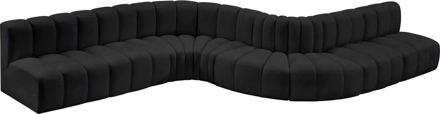 Arc - Faux Leather 8 Piece Curved Modular Sofa