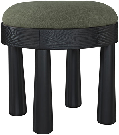 Larea - Linen Textured Fabric Ottoman - Black Base
