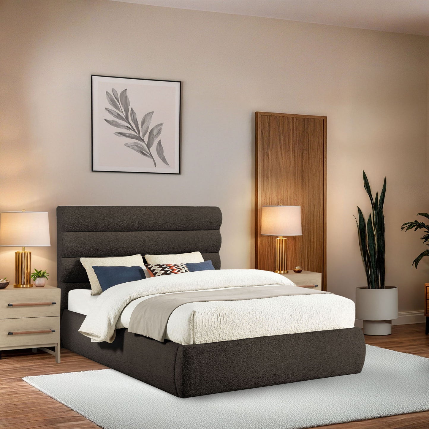 Adam - Boucle Fabric Bed With 52" Headboard