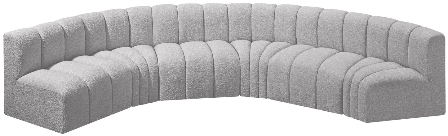 Arc - Boucle Fabric 6 Piece U-Shaped Modular Sofa