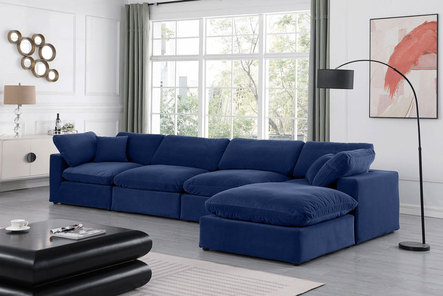 Comfy - 5 Piece Velvet Modular Sectional With Chaise