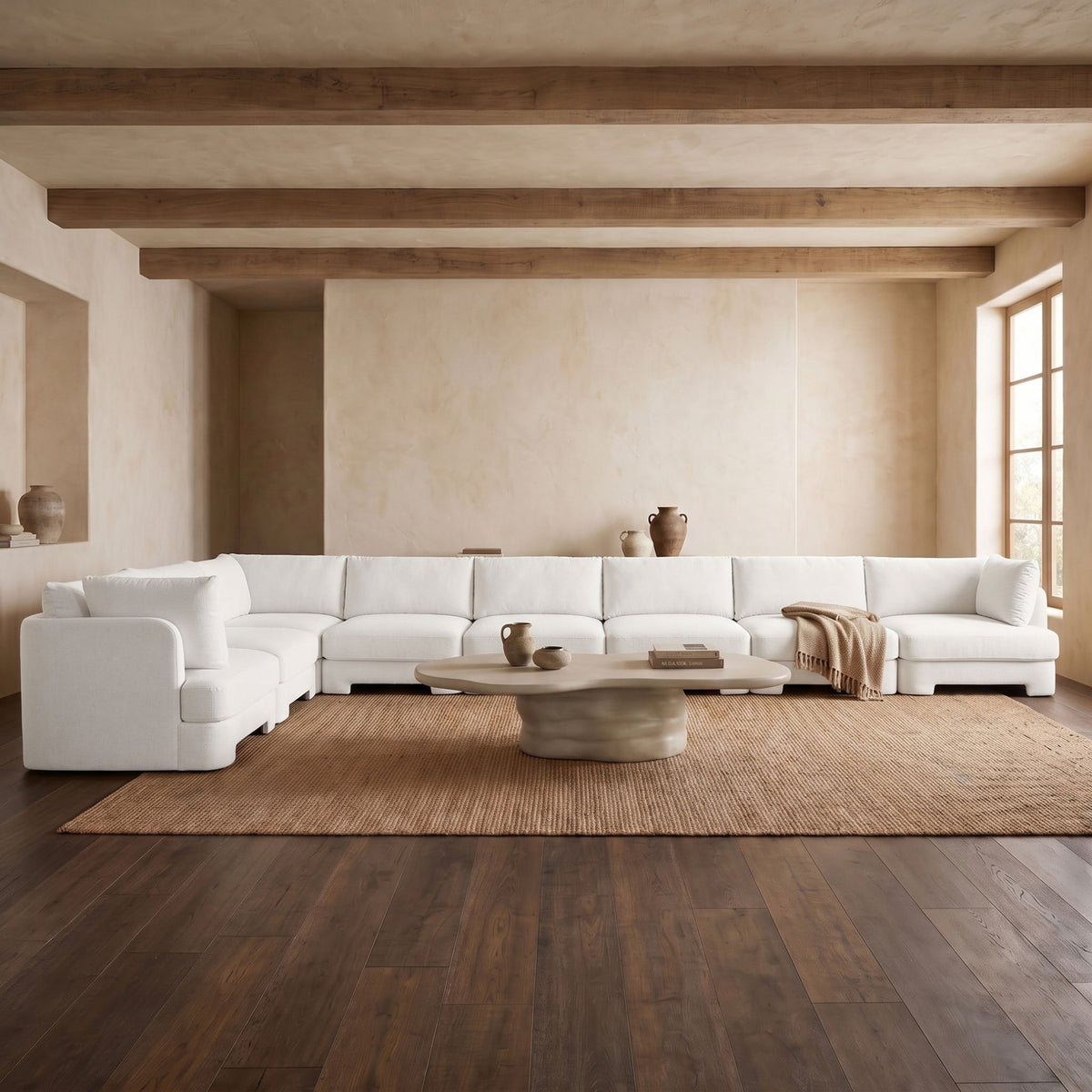 Hammond - Velvet Performance Fabric Upholstered 8 Piece L-Shaped Sectional