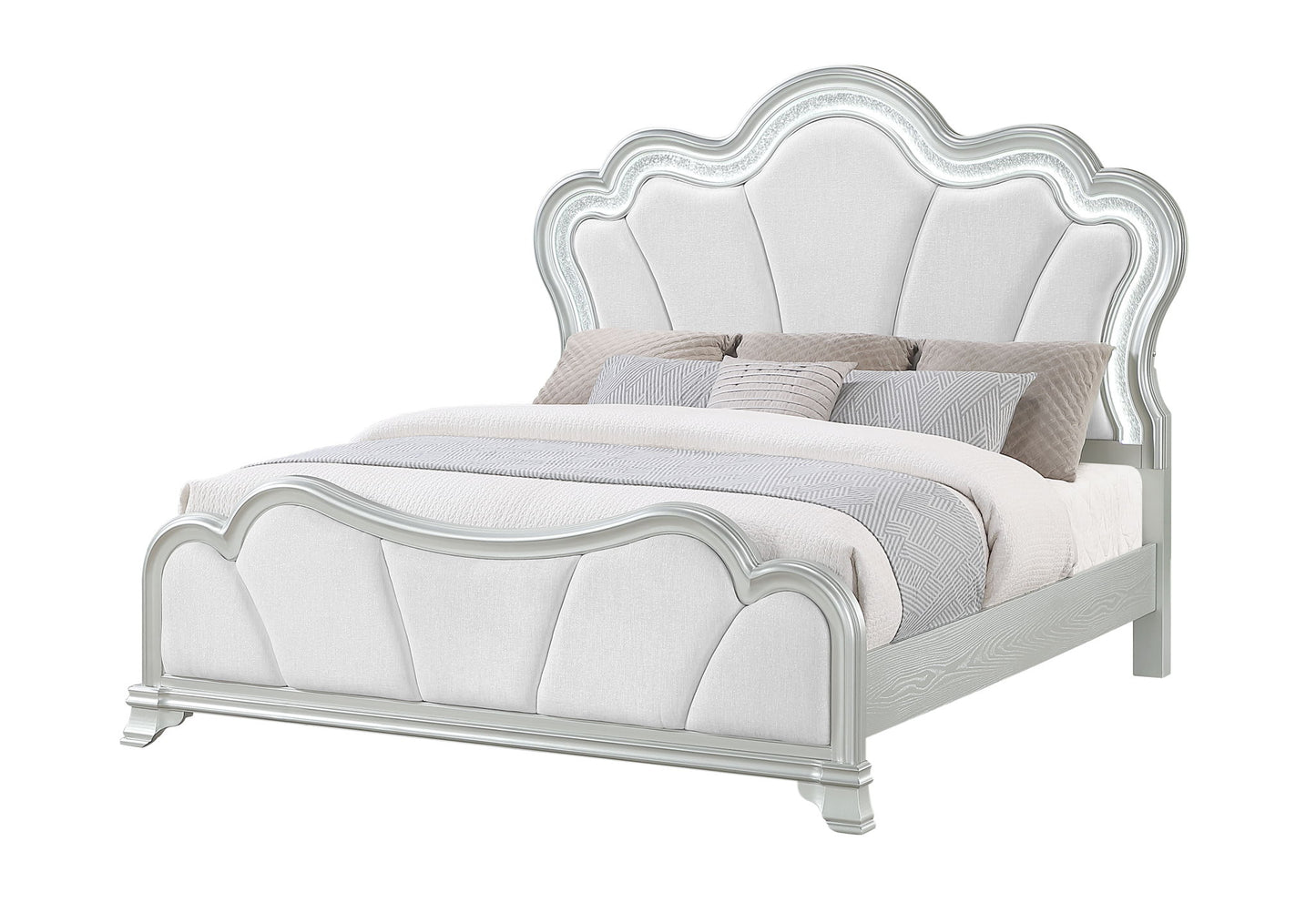 Aria - King Bed With LED - Silver