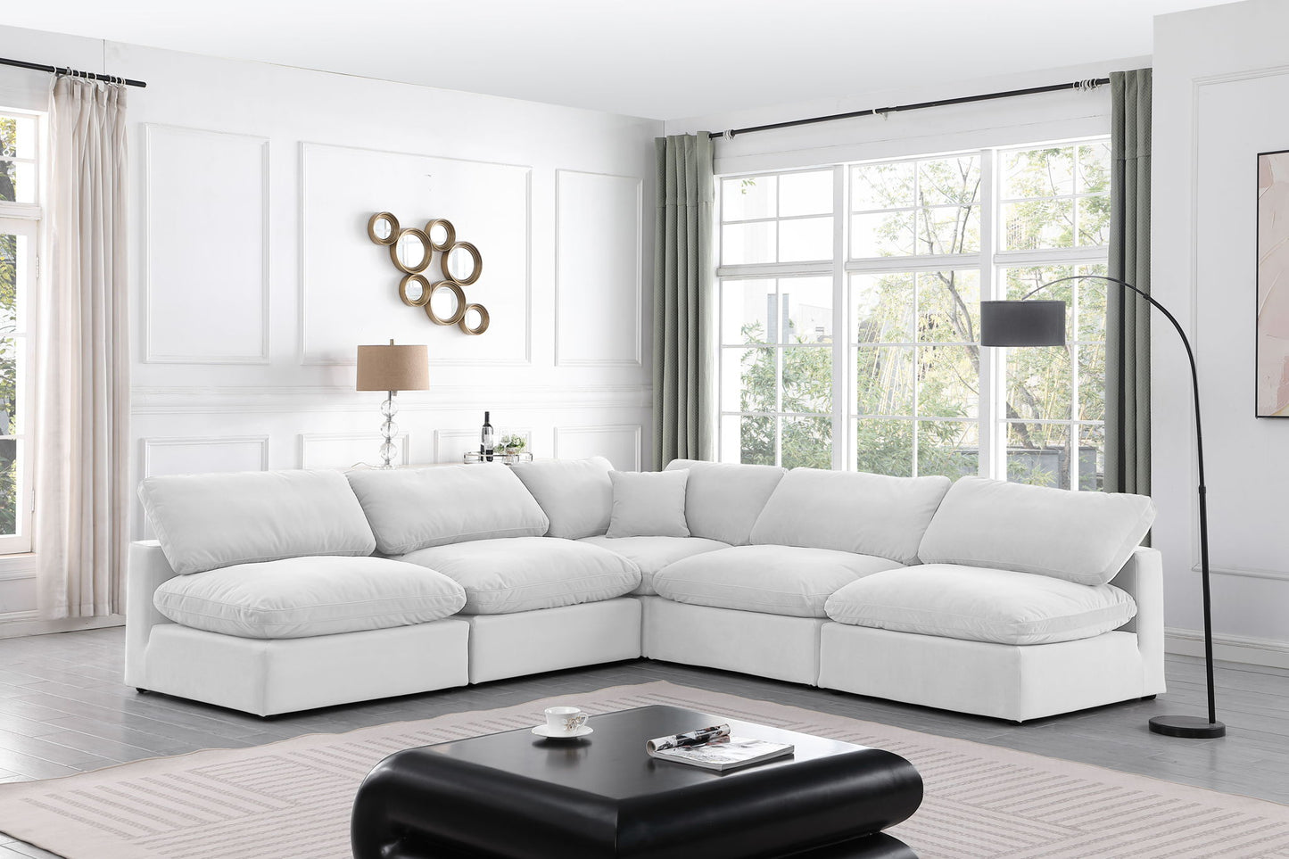 Comfy - 5 Piece Velvet Modular Corner Armless Sectional