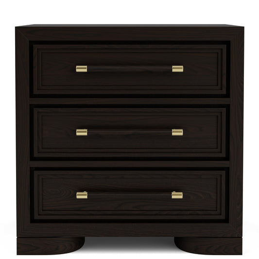 Lydia - 3 Drawer Nightstand - Dark Brown