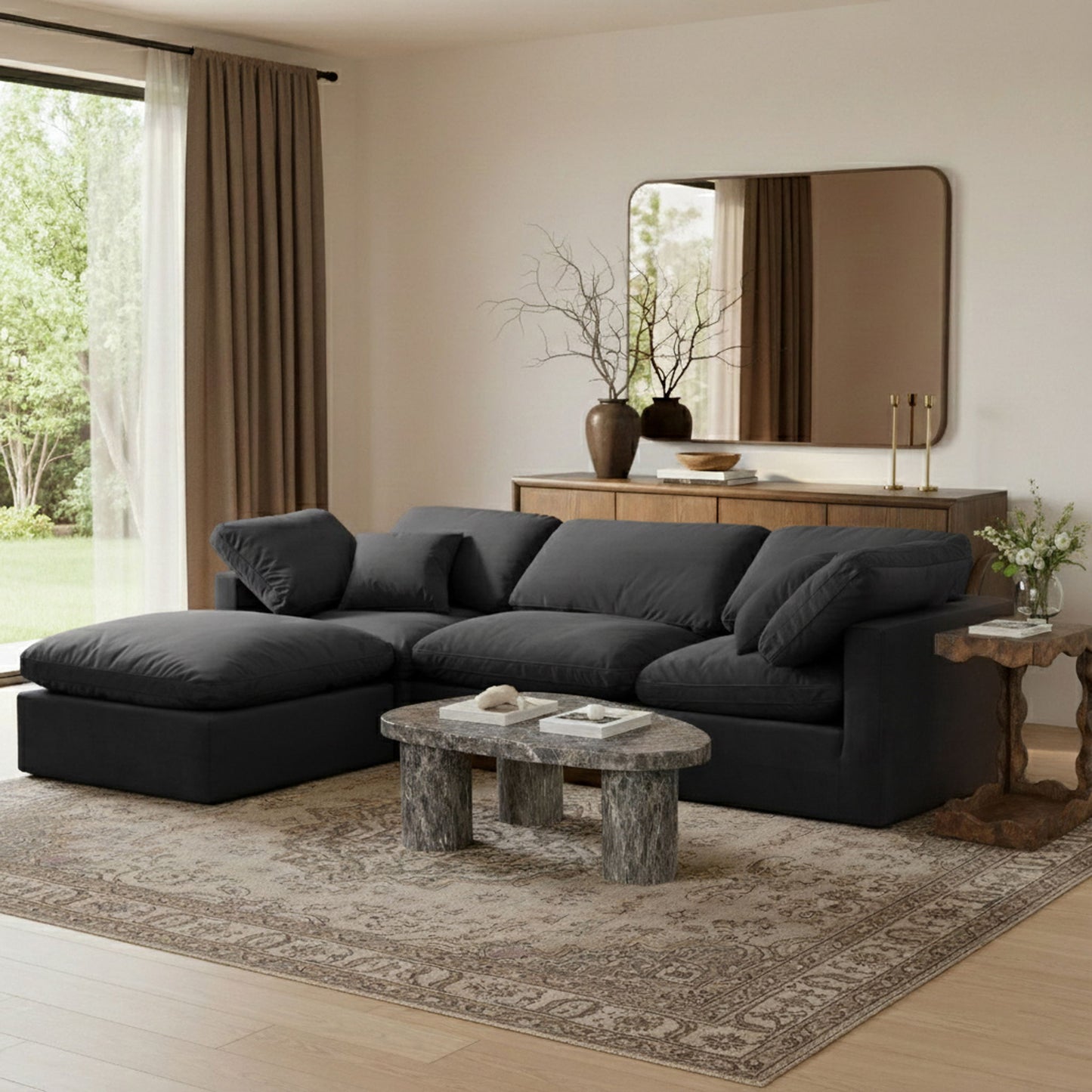 Indulge - Velvet 4 Piece Modular Sectional With Chaise