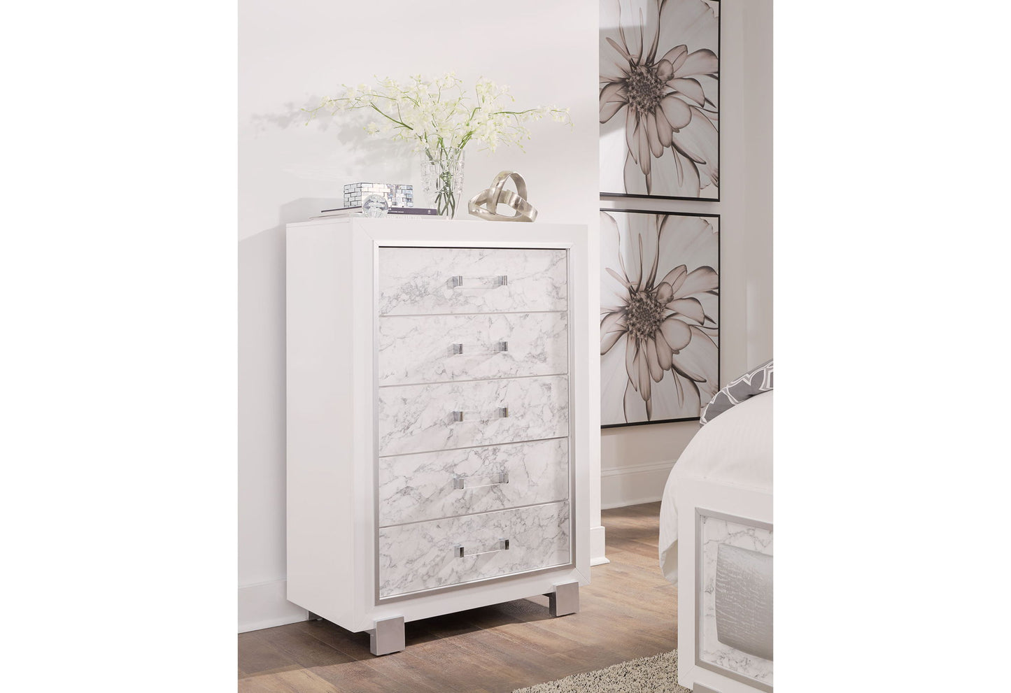 Santorini - 5 Piece Full Bedroom Set - White