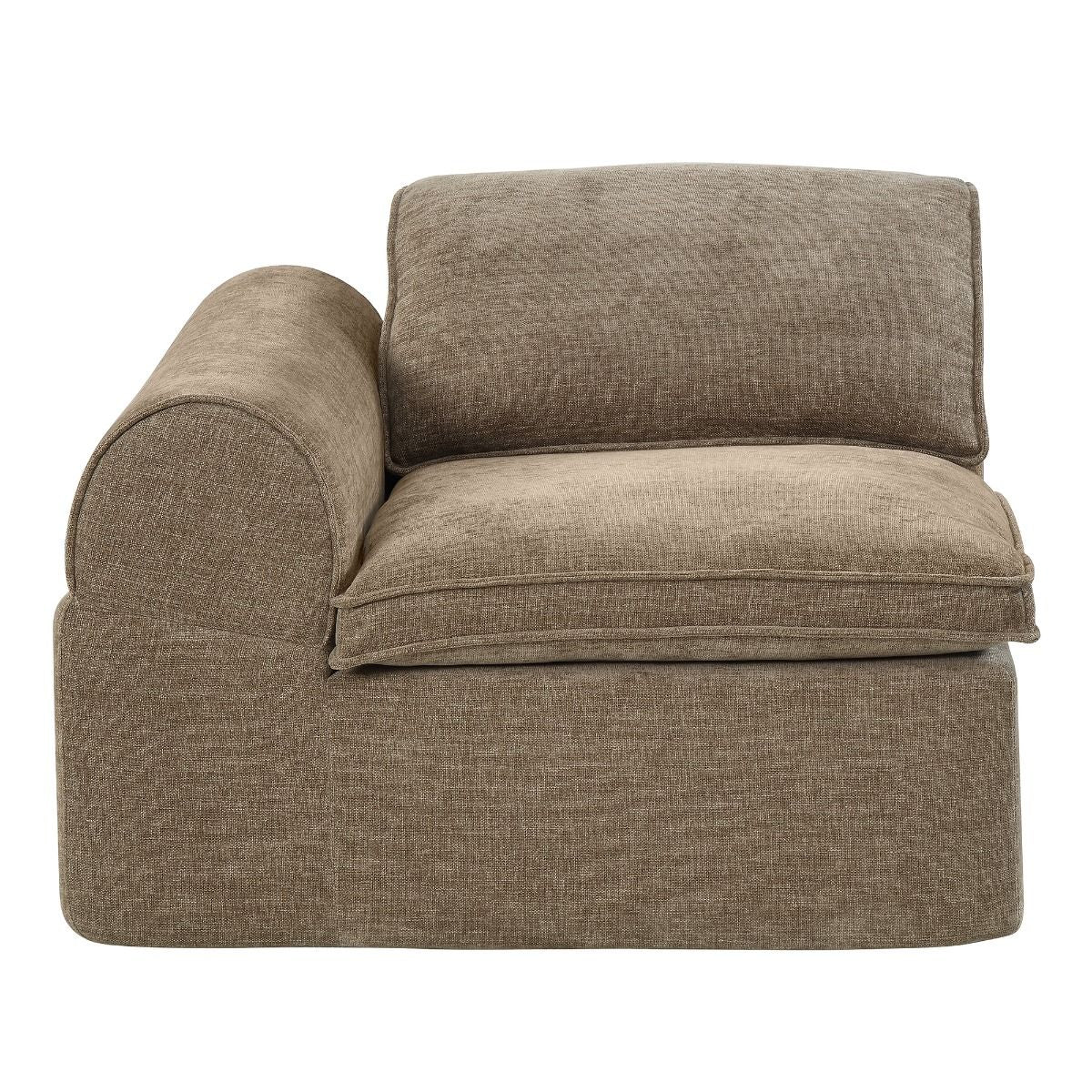 Almano - Modular Left Facing Arm Chair - Light Brown Chenille