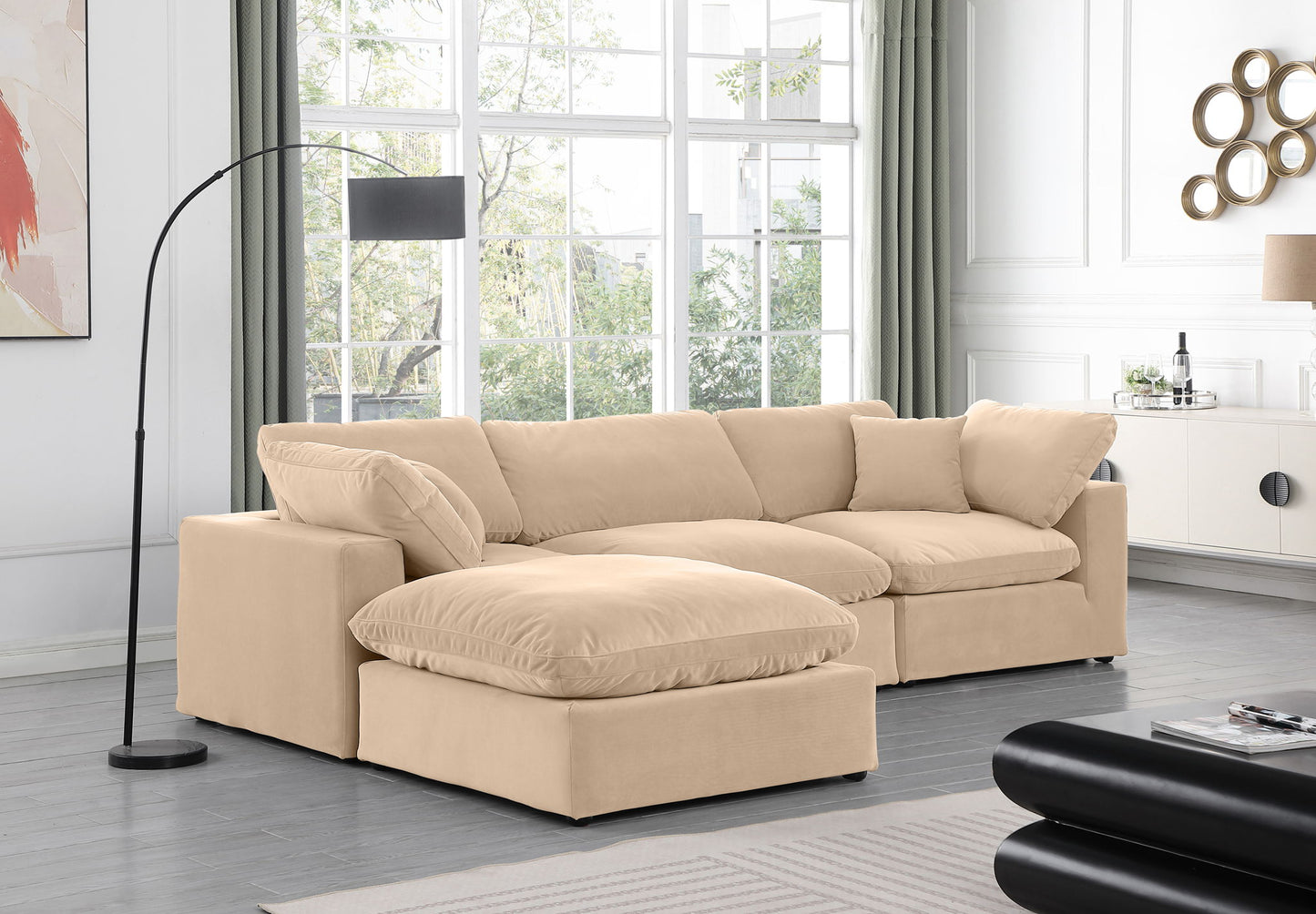 Comfy - 4 Piece Velvet Modular Sectional With Chaise