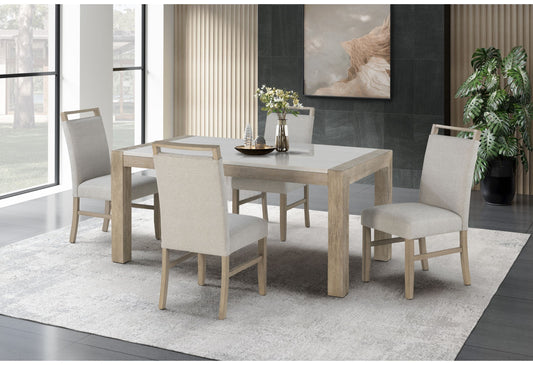 D1321 - 5 Piece Dining Room Set (Dining Table And 4 Dining Chairs) - Light Gray / White