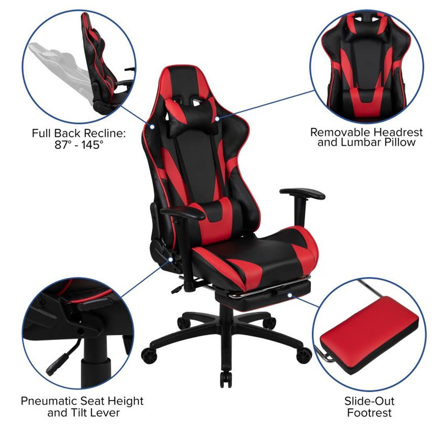 Flash Furniture - 2 Piece Gaming Desk & Reclining Gaming Chair Set - Black / Red