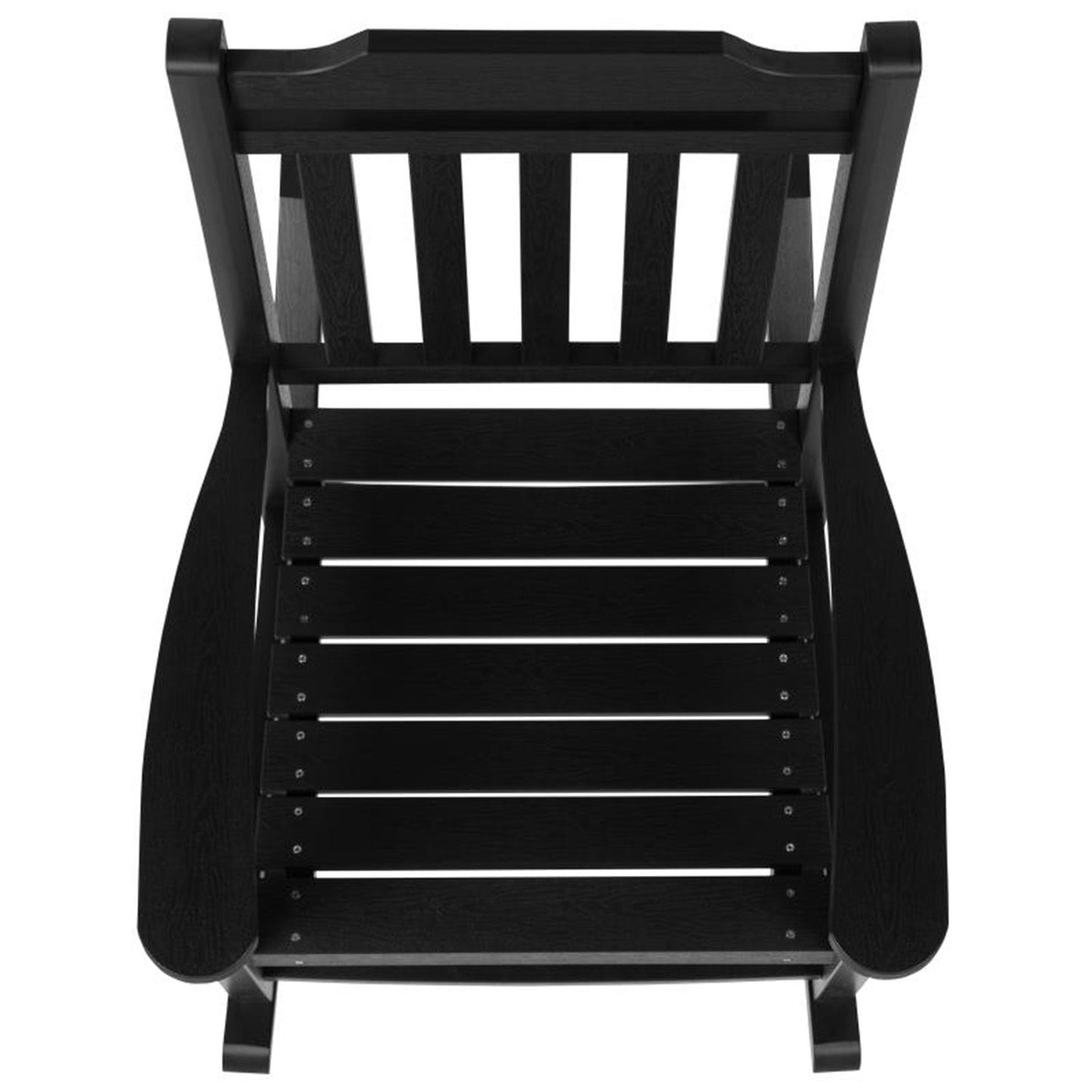 Flash Furniture - All Weather Rocking Chairs (Set of 2) With Side Table - Black