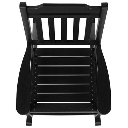 Flash Furniture - All Weather Rocking Chairs (Set of 2) With Side Table - Black