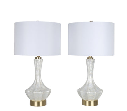 Crystal Shell Capiz Shell & Metal Table Lamp (Set of 2) - White Shell / Soft Gold