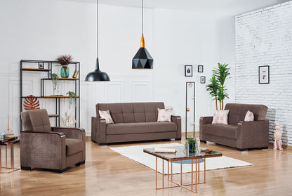 Ottomanson Armada X - Upholstered Convertible Wood Trimmed Loveseat With Storage - Microfiber