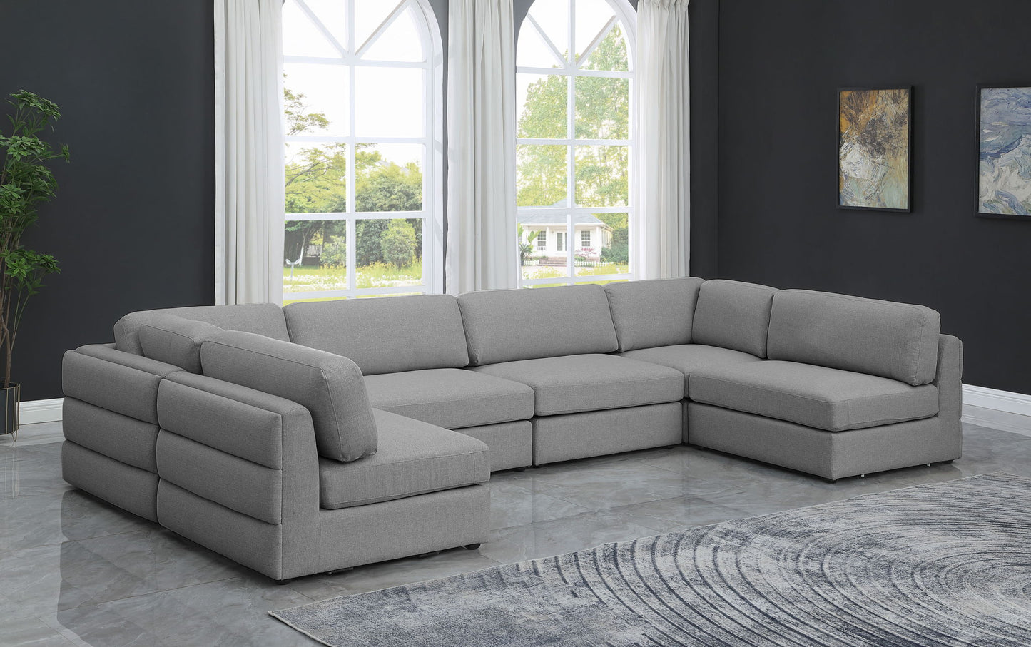 Beckham - 6 Piece Modular U-Shaped Armless Sectional