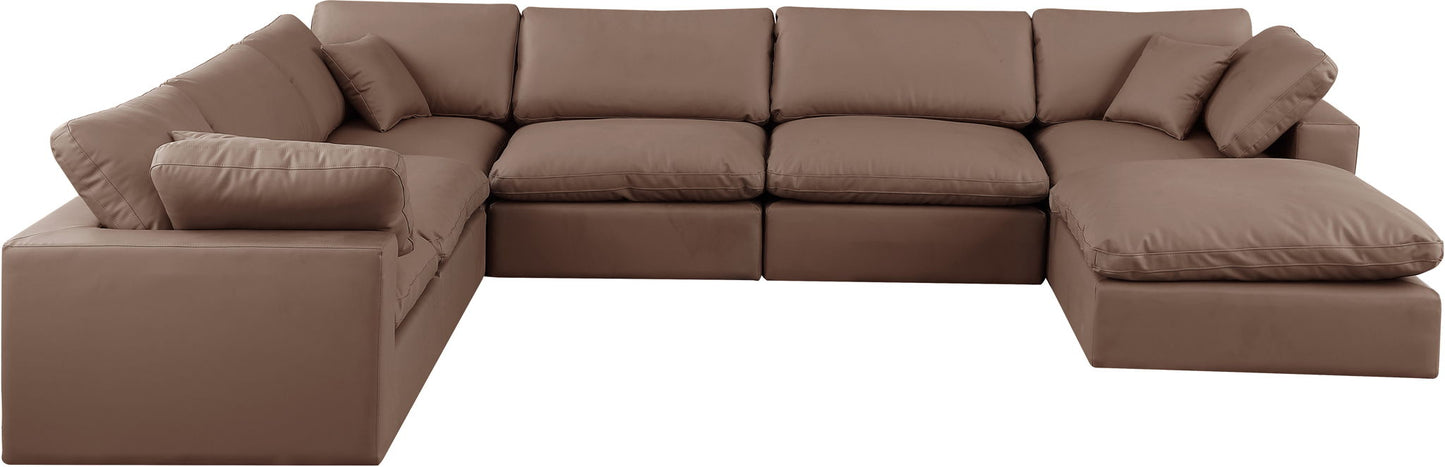 Comfy - 7 Piece Faux Leather Modular Sectional With Chaise