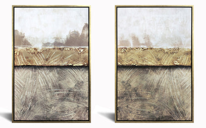Hand Painted Textured Canvas (Set of 2) - Dark Gray
