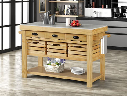 Grovaam - Kitchen Island - Marble Top & Natural