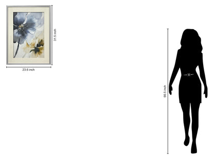 "Ethereal Blossom I" Hand-Embellished Framed Under Acrylic - Silver / White