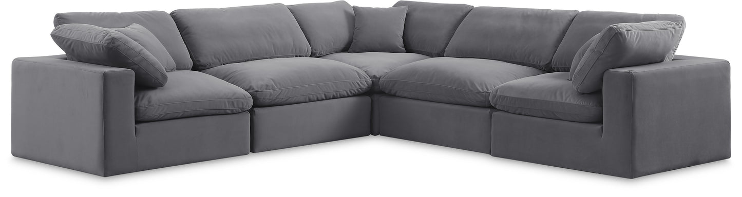 Comfy - 5 Piece Velvet Modular Corner Sectional