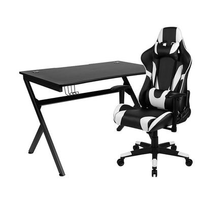 Flash Furniture - 2 Piece Ergonomic Racing Style Gaming - White