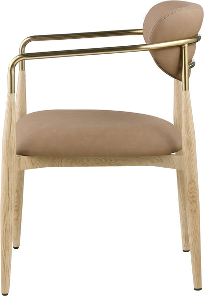 Ronda - Vegan Leather Upholstered Dining Arm Chair - Natural Legs