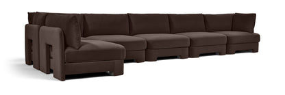 Hammond - Velvet Performance Fabric Upholstered 6 Piece L-Shaped Armless Sectional