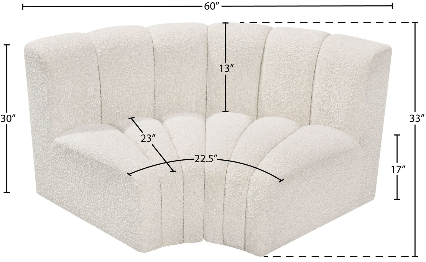 Arc - Boucle Fabric 2 Piece Modular Sofa