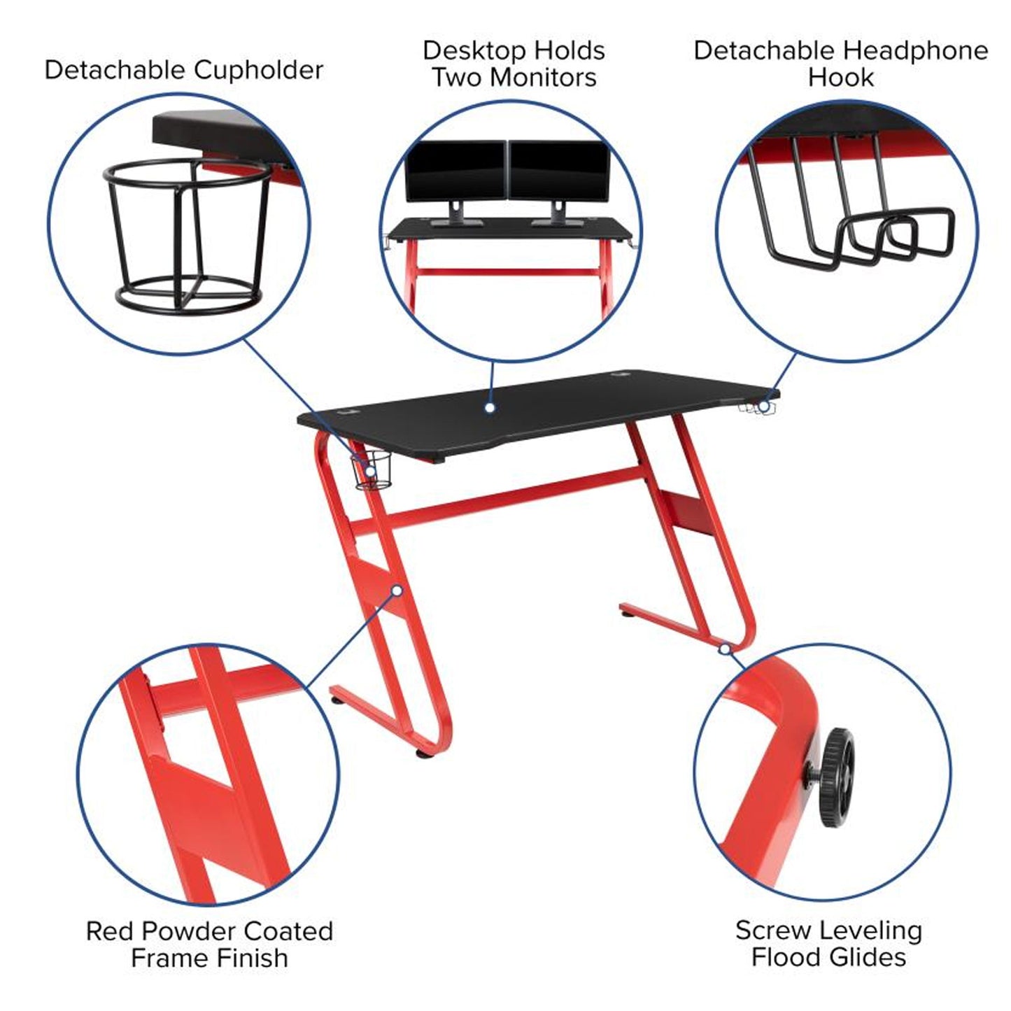 Flash Furniture - 2 Piece Ergonomic Racing Style Gaming Kit - Black
