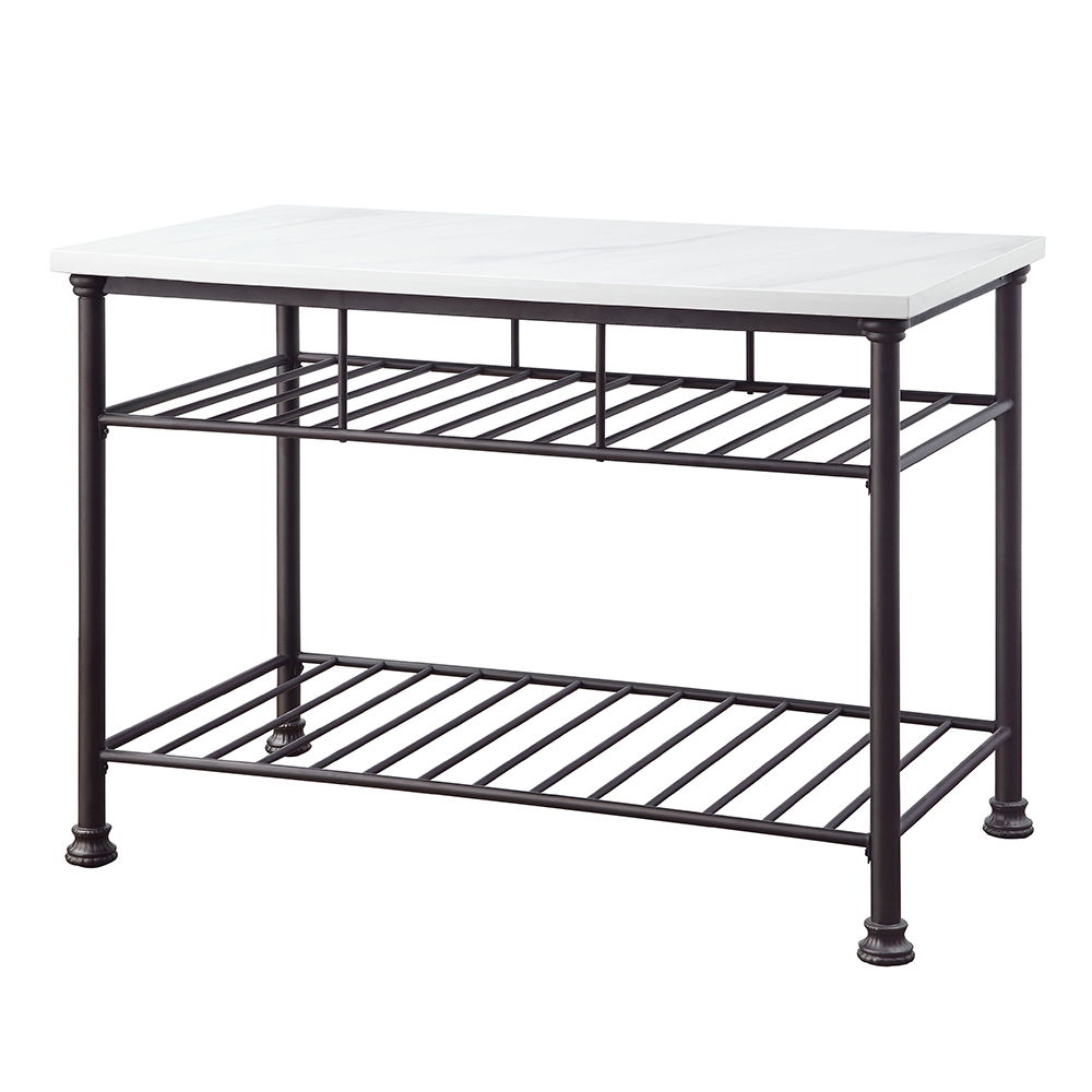 Freyja - Kitchen Island - White Cultured Marble Top & Gray